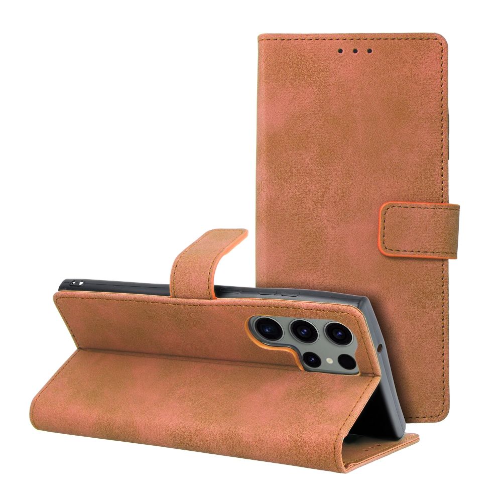 Case2go - Telefoonhoesje geschikt voor Samsung Galaxy S23 Ultra - Wallet Book Case - Met Magnetische Sluiting - Bruin afbeelding