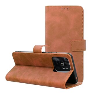 Case2go Case2go - Telefoonhoesje geschikt voor Xiaomi Redmi 10C - Wallet Book Case - Met Magnetische Sluiting - Bruin