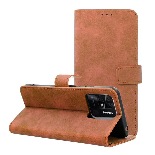 Case2go - Telefoonhoesje geschikt voor Xiaomi Redmi 10C - Wallet Book Case - Met Magnetische Sluiting - Bruin