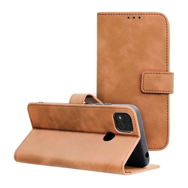 Case2go - Telefoonhoesje geschikt voor Xiaomi Redmi 9C - Wallet Book Case - Met Magnetische Sluiting - Bruin