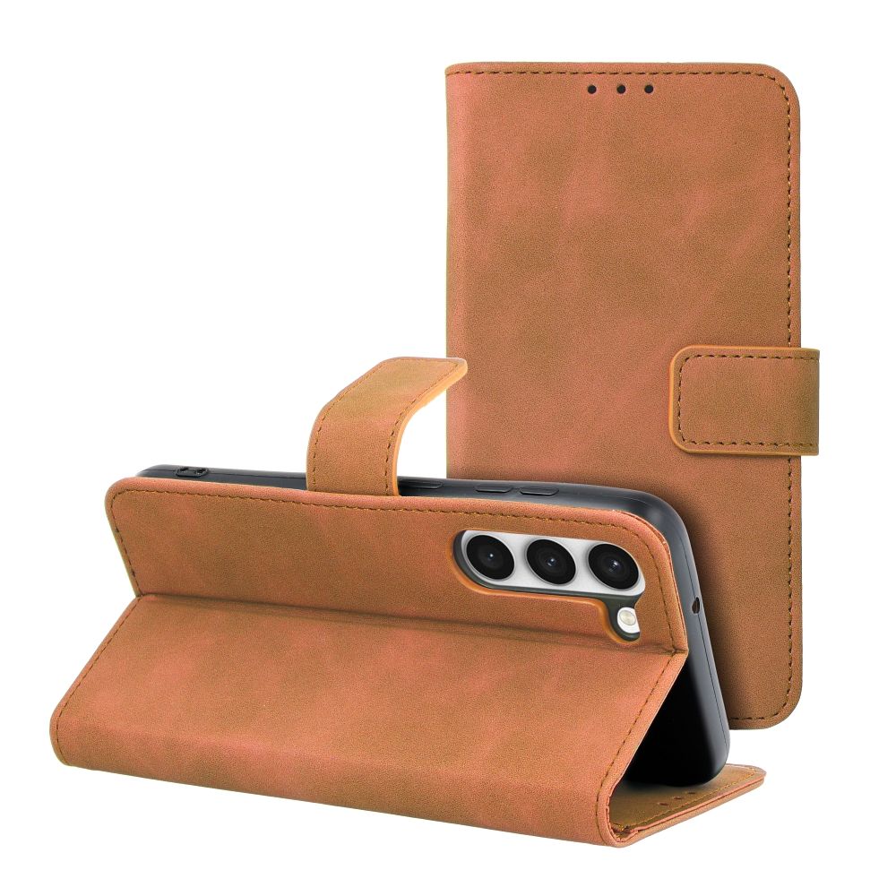 Case2go - Telefoonhoesje geschikt voor Samsung Galaxy S23 Plus - Wallet Book Case - Met Magnetische Sluiting - Bruin afbeelding