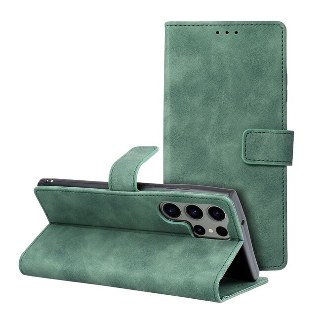 Case2go - Telefoonhoesje geschikt voor Samsung Galaxy S23 Ultra - Wallet Book Case - Met Magnetische Sluiting - Groen