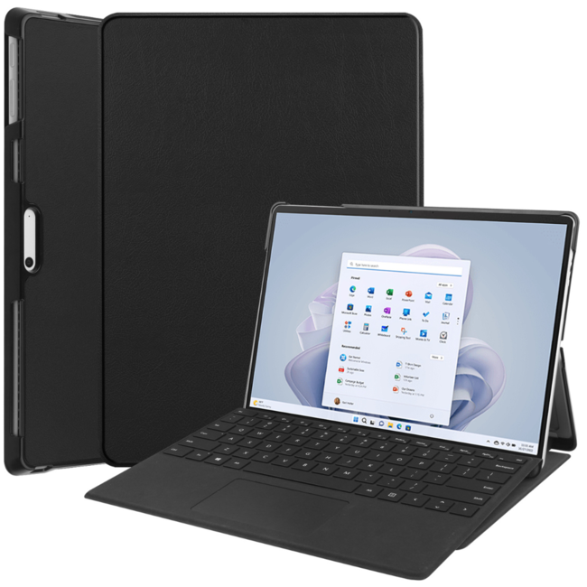 Case2go - Hoes geschikt voor Microsoft Surface Pro 10 - 13 inch Cover - Book Case met Stand Functie - Zwart