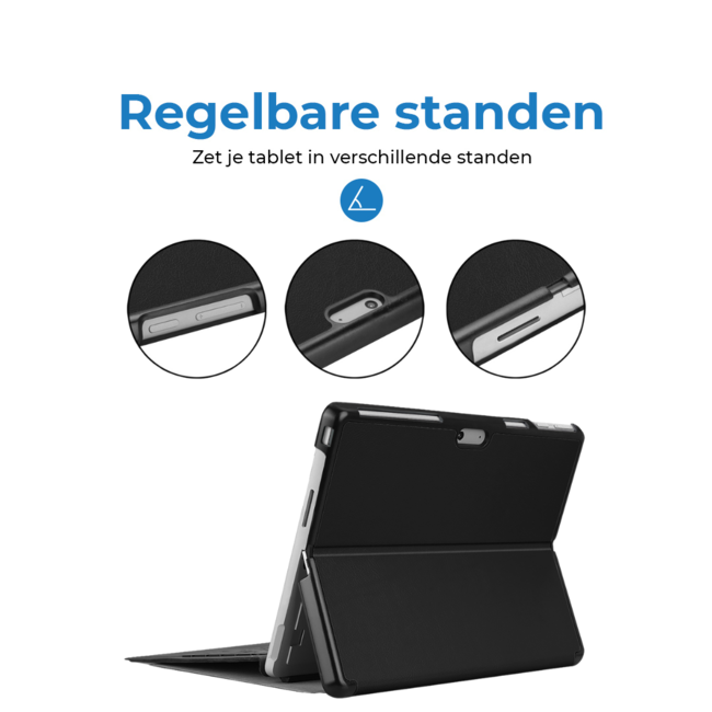 Case2go - Hoes geschikt voor Microsoft Surface Pro 10 - 13 inch Cover - Book Case met Stand Functie - Zwart