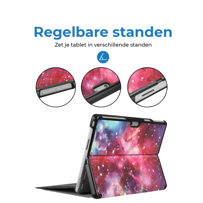 Case2go - Hoes geschikt voor Microsoft Surface Pro 10 - 13 inch Cover - Book Case met Stand Functie - Galaxy