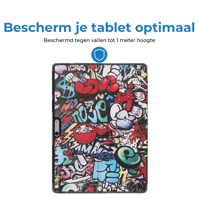 Case2go - Hoes geschikt voor Microsoft Surface Pro 10 - 13 inch Cover - Book Case met Stand Functie - Graffiti