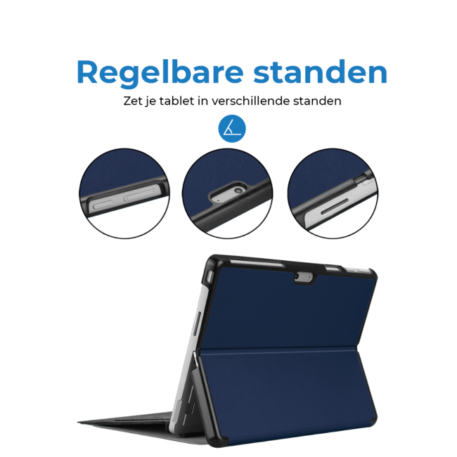 Case2go - Hoes geschikt voor Microsoft Surface Pro 10 - 13 inch Cover - Book Case met Stand Functie - Donker Blauw