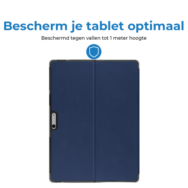Case2go - Hoes geschikt voor Microsoft Surface Pro 10 - 13 inch Cover - Book Case met Stand Functie - Donker Blauw