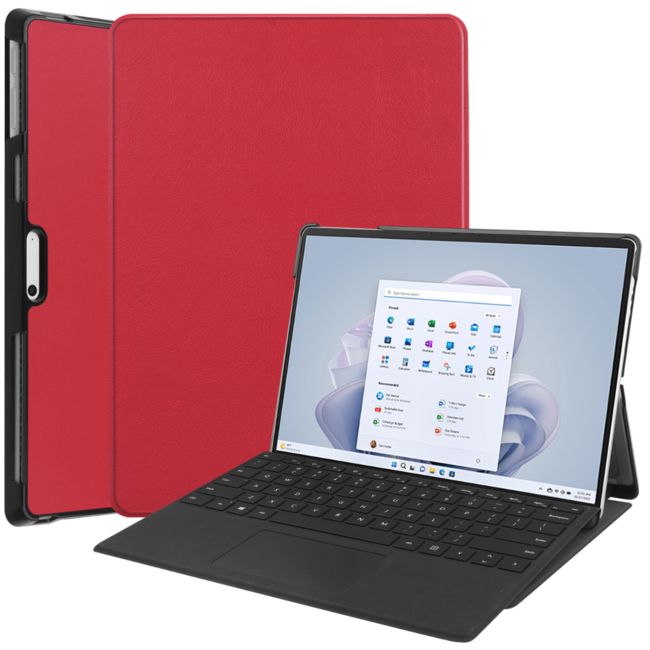 Case2go - Hoes geschikt voor Microsoft Surface Pro 10 - 13 inch Cover - Book Case met Stand Functie - Rood