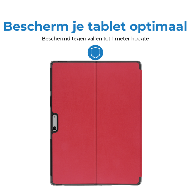 Case2go - Hoes geschikt voor Microsoft Surface Pro 10 - 13 inch Cover - Book Case met Stand Functie - Rood