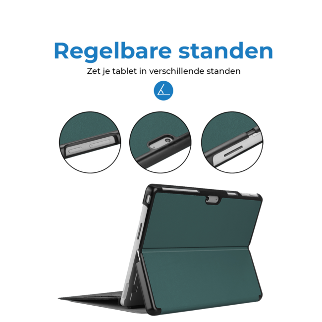 Case2go - Hoes geschikt voor Microsoft Surface Pro 10 - 13 inch Cover - Book Case met Stand Functie - Donker Groen