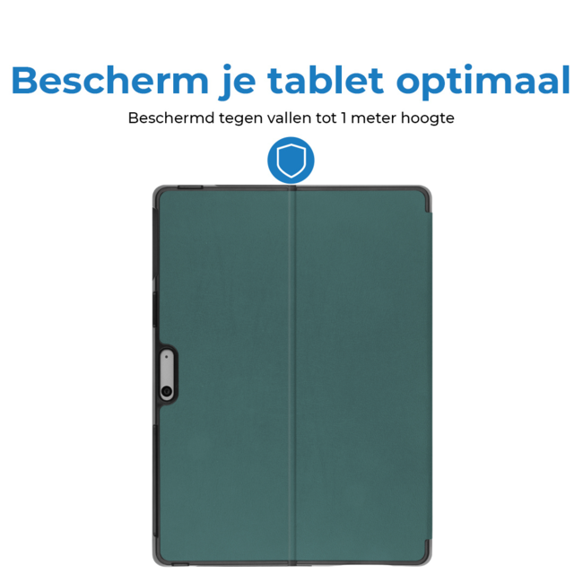 Case2go - Hoes geschikt voor Microsoft Surface Pro 10 - 13 inch Cover - Book Case met Stand Functie - Donker Groen