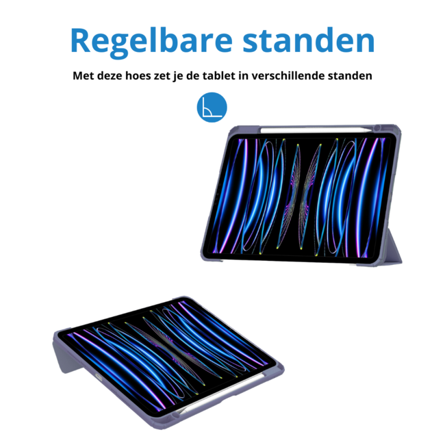 Case2go - Tablet hoes geschikt voor Apple iPad Pro 11 (2025) / Apple iPad Pro 11 (2024) - Acrylic Trifold case met Pencil houder - 11 Inch - Donker Paars