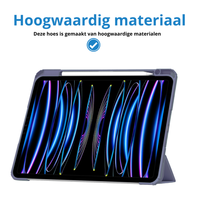Case2go - Tablet hoes geschikt voor Apple iPad Pro 11 (2025) / Apple iPad Pro 11 (2024) - Acrylic Trifold case met Pencil houder - 11 Inch - Donker Paars