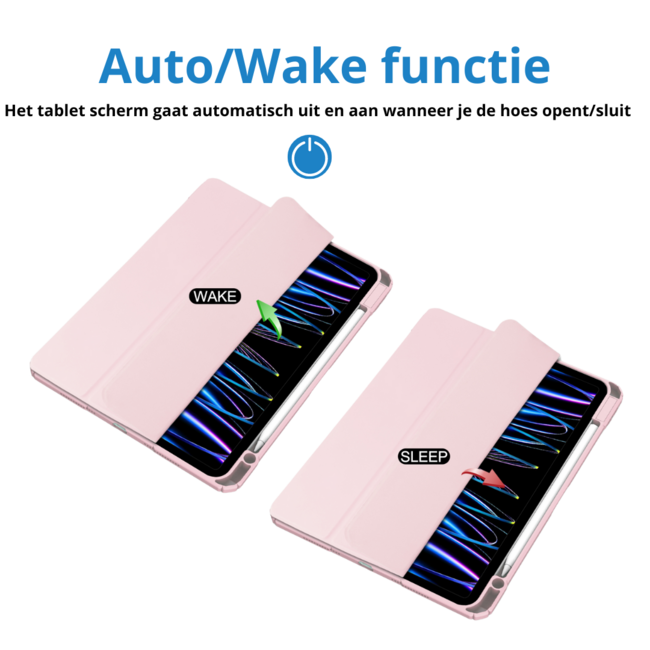Case2go - Tablet hoes geschikt voor Apple iPad Pro 11 (2025) / Apple iPad Pro 11 (2024) - Acrylic Trifold case met Pencil houder - 11 Inch - Licht Roze