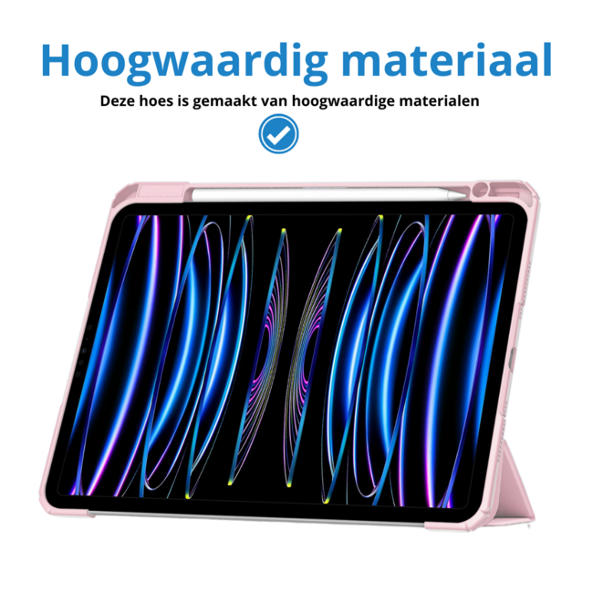 Case2go - Tablet hoes geschikt voor Apple iPad Pro 11 (2025) / Apple iPad Pro 11 (2024) - Acrylic Trifold case met Pencil houder - 11 Inch - Licht Roze