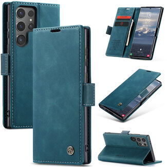 CaseMe Caseme - Telefoonhoesje geschikt voor Samsung Galaxy S24 Ultra - Wallet Book Case - Met Magnetische Sluiting - Blauw