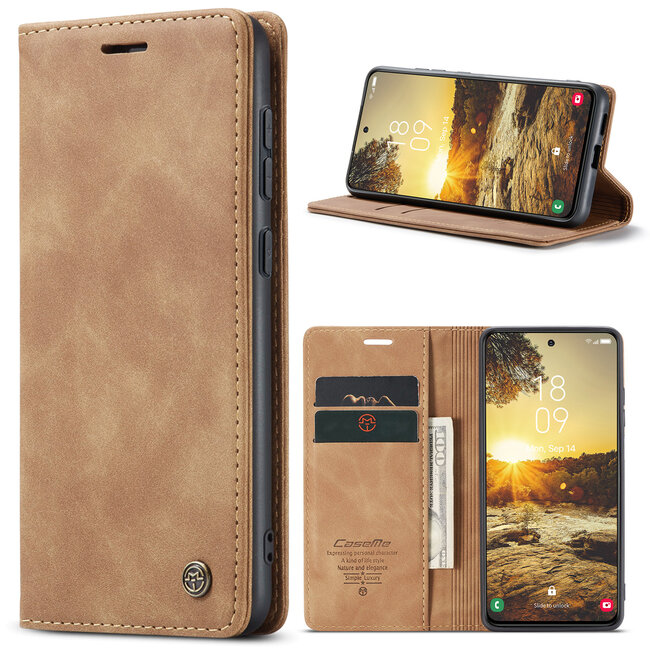 Caseme - Telefoonhoesje geschikt voor Samsung Galaxy S24 Plus - Wallet Book Case - Met Magnetische Sluiting - Licht Bruin