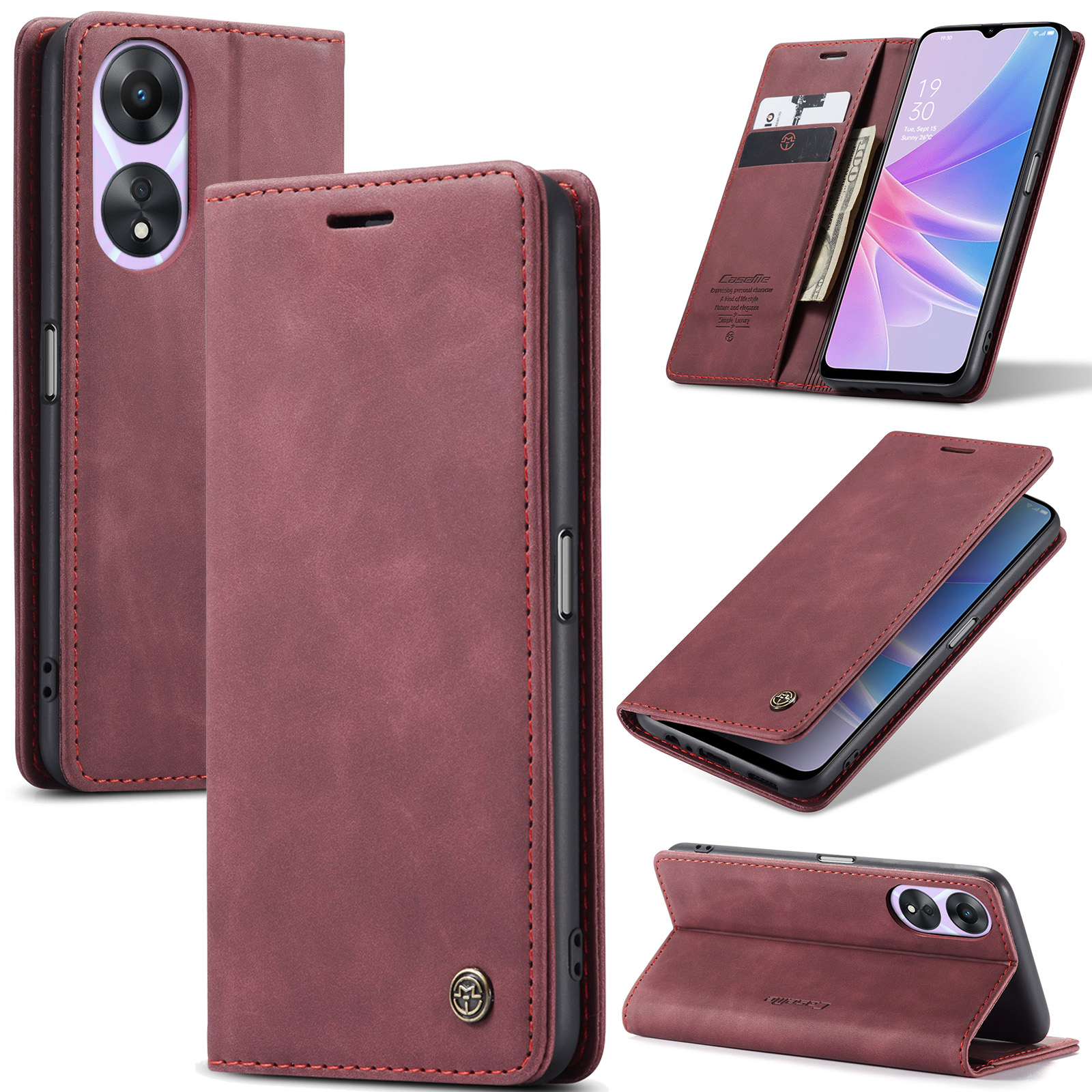 Caseme - Hoesje geschikt voor Oppo A78 4G - Wallet Book Case - Magneetsluiting - Rood afbeelding