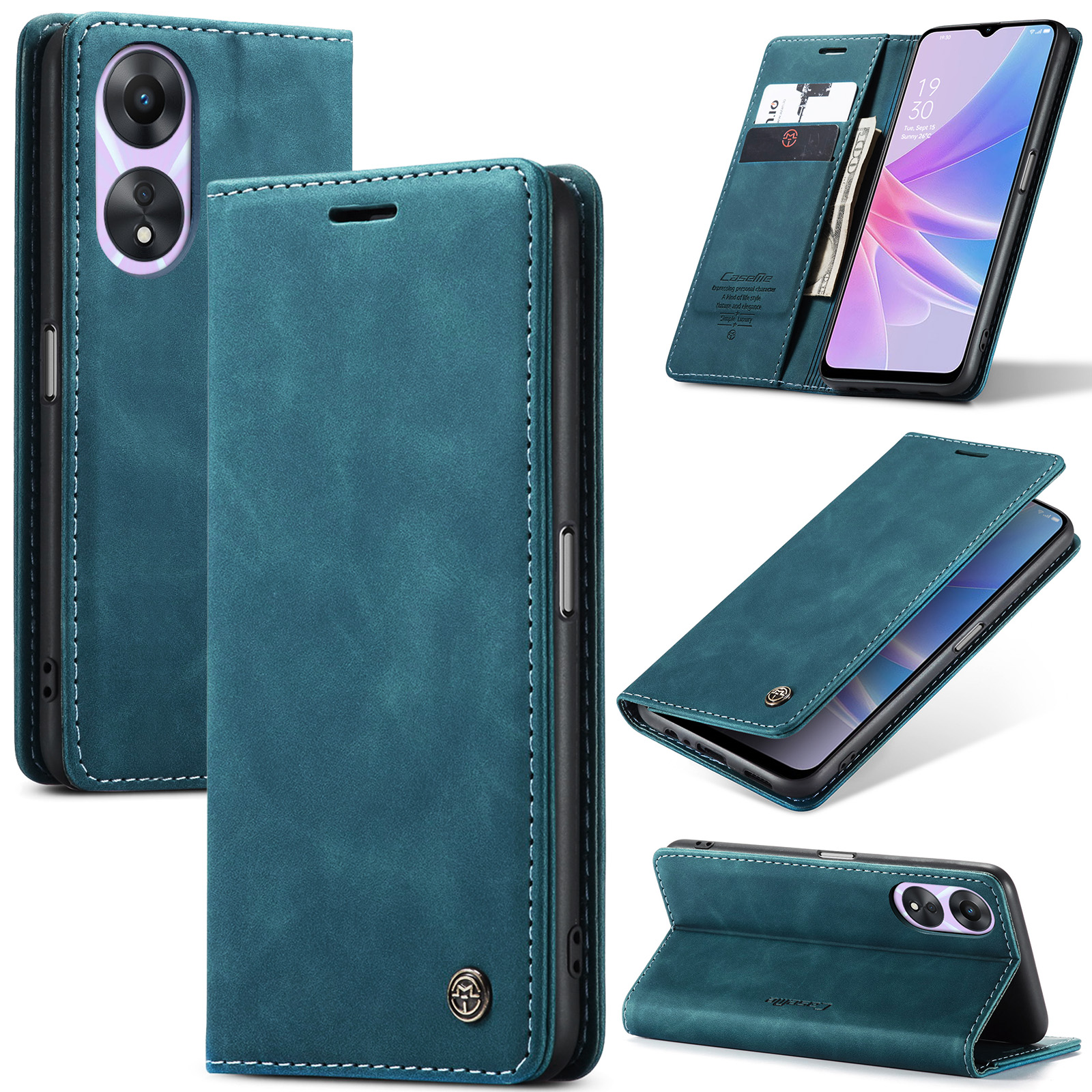 Caseme - Hoesje geschikt voor Oppo A78 4G - Wallet Book Case - Magneetsluiting - Blauw afbeelding
