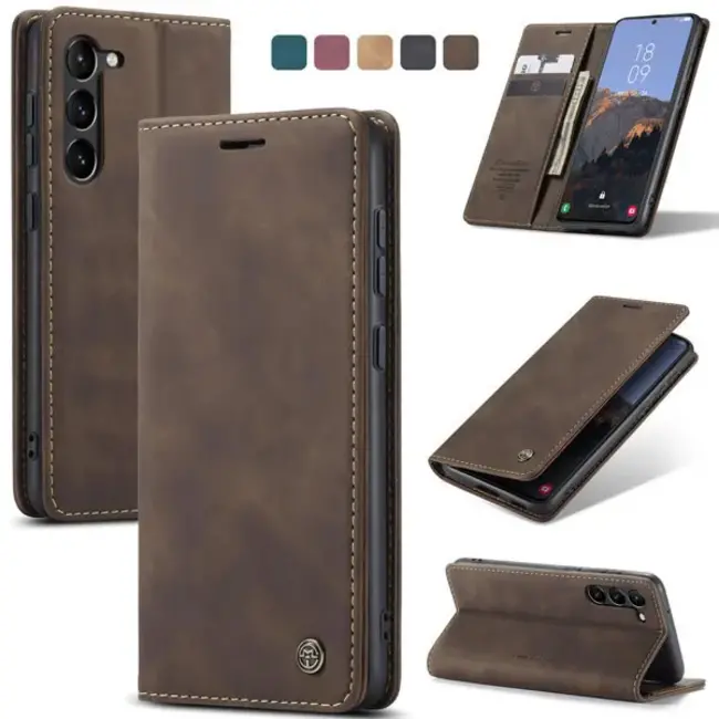 Caseme - Telefoonhoesje geschikt voor Samsung Galaxy S24 - Wallet Book Case - Met Magnetische Sluiting - Donker Bruin