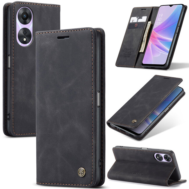 Caseme - Hoesje geschikt voor Oppo A78 4G - Wallet Book Case - Magneetsluiting - Zwart