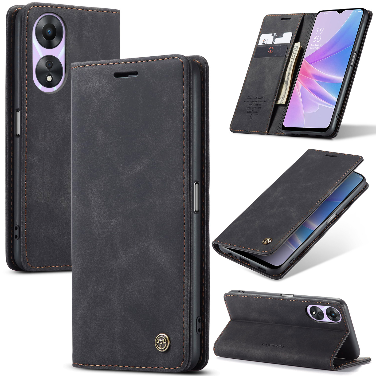 Caseme - Hoesje geschikt voor Oppo A78 4G - Wallet Book Case - Magneetsluiting - Zwart afbeelding