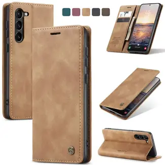 CaseMe Caseme - Telefoonhoesje geschikt voor Samsung Galaxy S24 - Wallet Book Case - Met Magnetische Sluiting - Licht Bruin