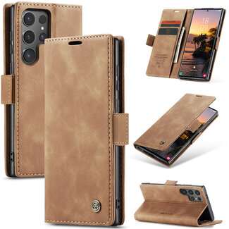 CaseMe Caseme - Telefoonhoesje geschikt voor Samsung Galaxy S24 Ultra - Wallet Book Case - Met Magnetische Sluiting - Licht Bruin