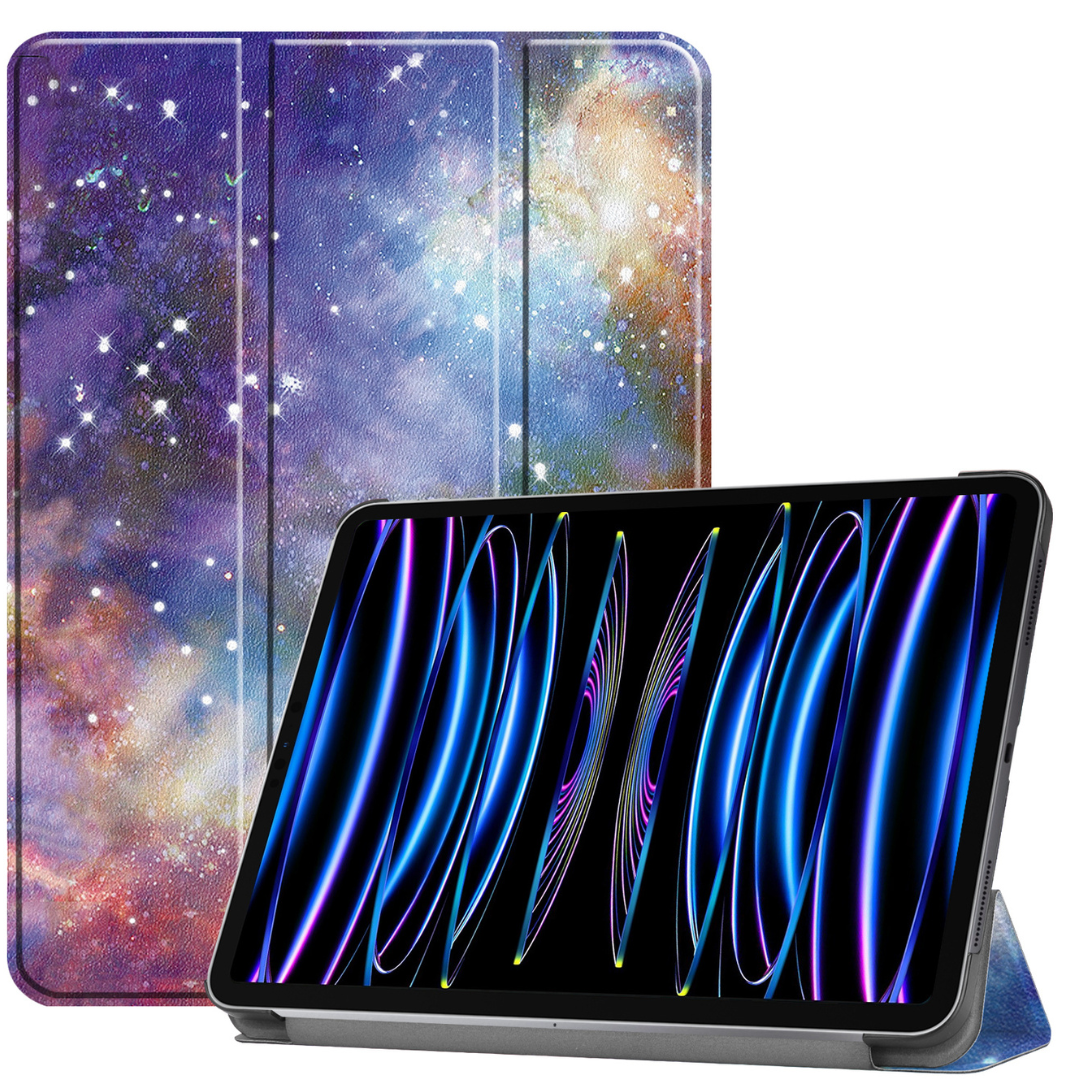 Case2go - Tablet hoes geschikt voor Apple iPad Pro 11 (2024) - Tri-fold hoes - Auto/Wake functie  - Galaxy afbeelding