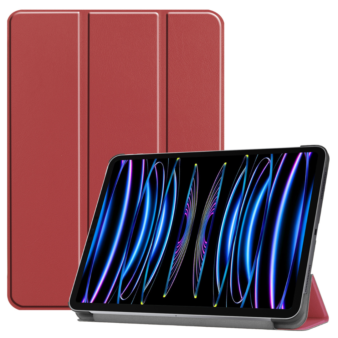 Case2go - Tablet hoes geschikt voor Apple iPad Pro 11 (2024) - Tri-fold hoes - Auto/Wake functie  - Donker Rood afbeelding