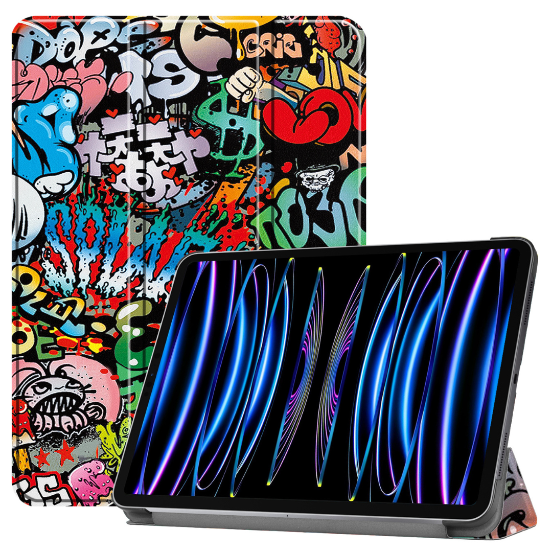 Case2go - Tablet hoes geschikt voor Apple iPad Pro 11 (2024) - Tri-fold hoes - Auto/Wake functie  - Graffiti afbeelding