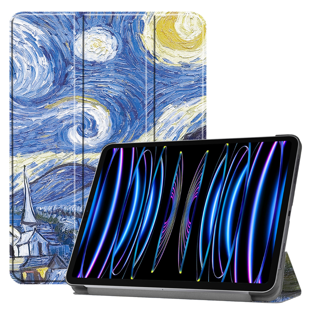 Case2go - Tablet hoes geschikt voor Apple iPad Pro 11 (2024) - Tri-fold hoes - Auto/Wake functie  - Sterrenhemel afbeelding