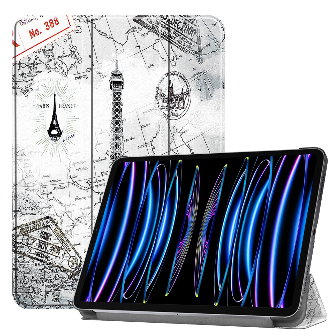 Case2go - Tablet hoes geschikt voor Apple iPad Pro 11 (2024) - Tri-fold hoes - Auto/Wake functie  - Eiffeltoren afbeelding