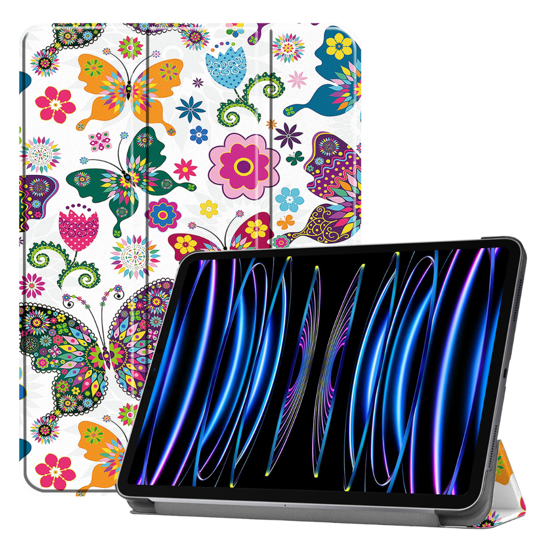 Case2go - Tablet hoes geschikt voor Apple iPad Pro 11 (2024) - Tri-fold hoes - Auto/Wake functie  - Vlinders afbeelding