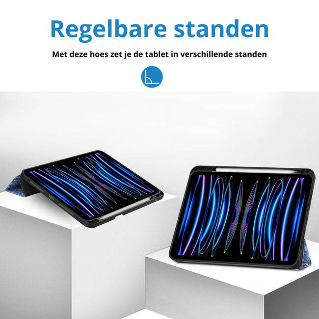 Case2go - Tablet hoes geschikt voor Apple iPad Pro 11 (2025) / Apple iPad Pro 11 (2024) - Tri-fold Case - Met Pencilhouder - Sterrenhemel
