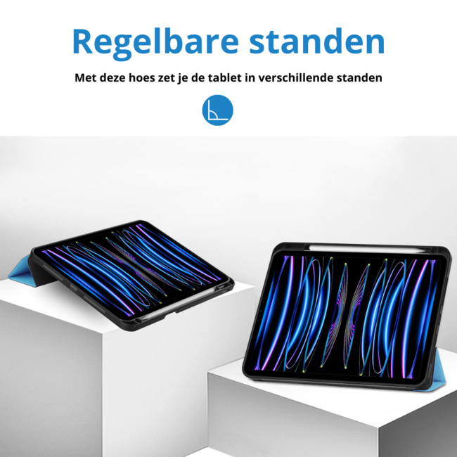 Case2go - Tablet hoes geschikt voor Apple iPad Pro 11 (2025) / Apple iPad Pro 11 (2024) - Tri-fold Case - Met Pencilhouder - Licht Blauw