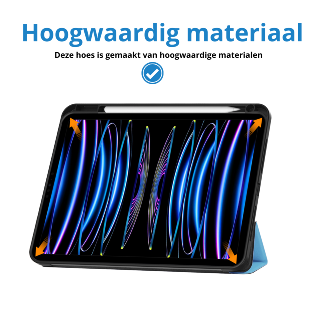 Case2go - Tablet hoes geschikt voor Apple iPad Pro 11 (2025) / Apple iPad Pro 11 (2024) - Tri-fold Case - Met Pencilhouder - Licht Blauw