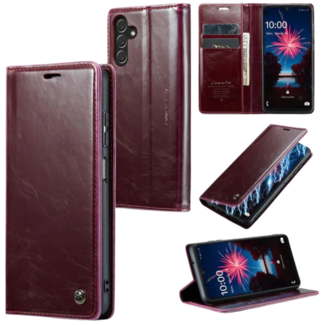 CaseMe CaseMe - Telefoonhoesje geschikt voor Samsung Galaxy A25 5G - Flip Wallet Case - Magneetsluiting - Donker Rood