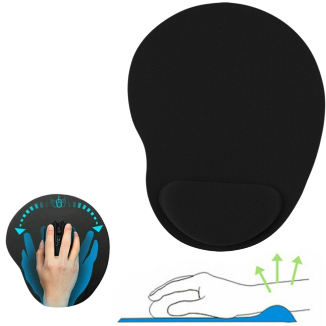 Muismat met Gel Polssteun - Muismatten - Muismat Ergonomisch - Anti Slip - Afmetingen 19 x 23 cm - Zwart