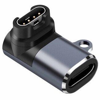 Case2go Case2go - USB-C naar Garmin adapter - 90 graden Oplaad Connector - Smartwatch - USB Adapter - Oplader - Zwart