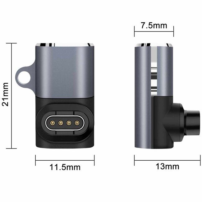 2-Pack - 90 graden Oplaad Connector geschikt voor Garmin Smartwatch - USB-C naar Garmin voeding adapter - USB Adapter - Oplader - Zwart