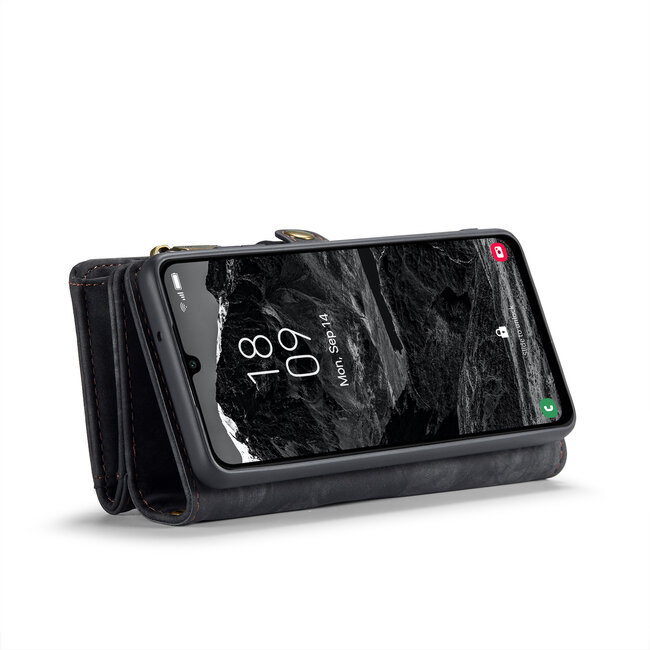 CaseMe - Telefoonhoesje geschikt voor Samsung Galaxy A25 - 2 in 1 Book Case en Back Cover - Zwart