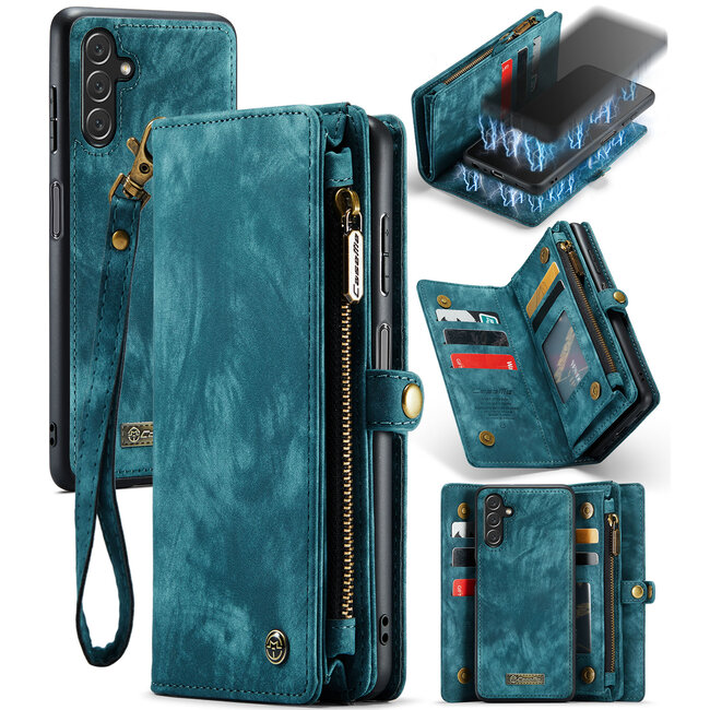 CaseMe - Telefoonhoesje geschikt voor Samsung Galaxy A55 - 2 in 1 Book Case en Back Cover - Blauw