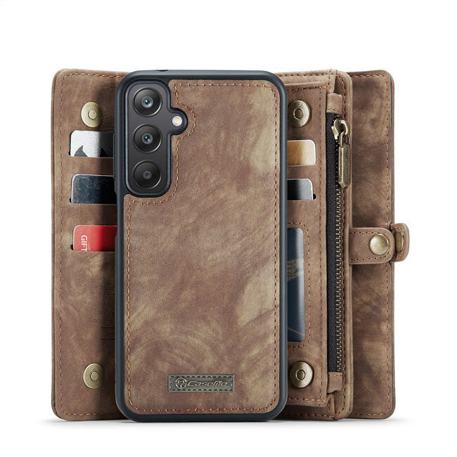 CaseMe - Telefoonhoesje geschikt voor Samsung Galaxy A25 - 2 in 1 Book Case en Back Cover - Bruin
