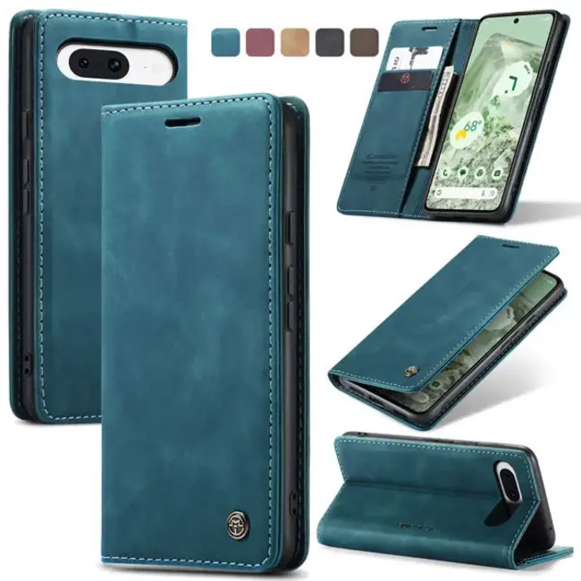 Caseme - Telefoonhoesje geschikt voor Google Pixel 8a - Wallet Book Case - Met Magnetische Sluiting - Blauw