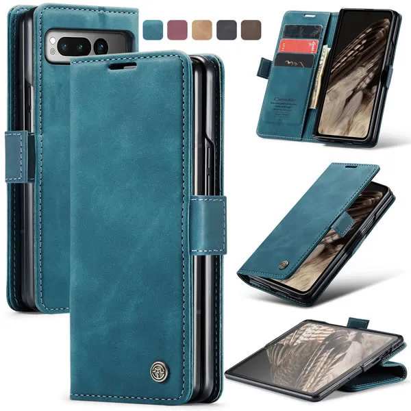 Caseme - Telefoonhoesje geschikt voor Google Pixel Fold - Wallet Book Case - Met Magnetische Sluiting - Blauw afbeelding