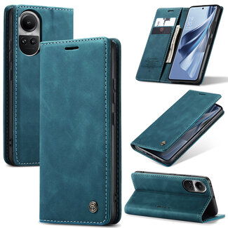 CaseMe Caseme - Telefoonhoesje geschikt voor Oppo Reno 10 / 10 Pro - Wallet Book Case - Met Magnetische Sluiting - Blauw