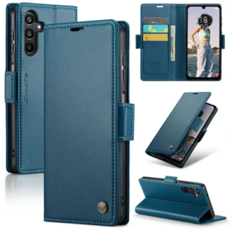 CaseMe CaseMe - Hoesje geschikt voor Samsung Galaxy A25 5G - Retro Wallet Book Case - Met Magnetische Sluiting - Blauw