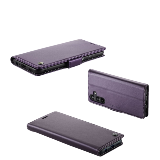 CaseMe - Hoesje geschikt voor Samsung Galaxy A35 5G - Retro Wallet Book Case - Met Magnetische Sluiting - Paars